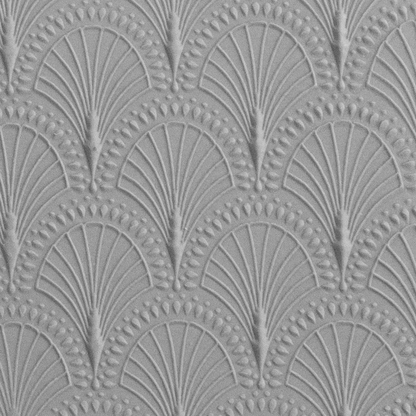 Texture Tile - Art Deco Shells Embossed sample rolled into clay