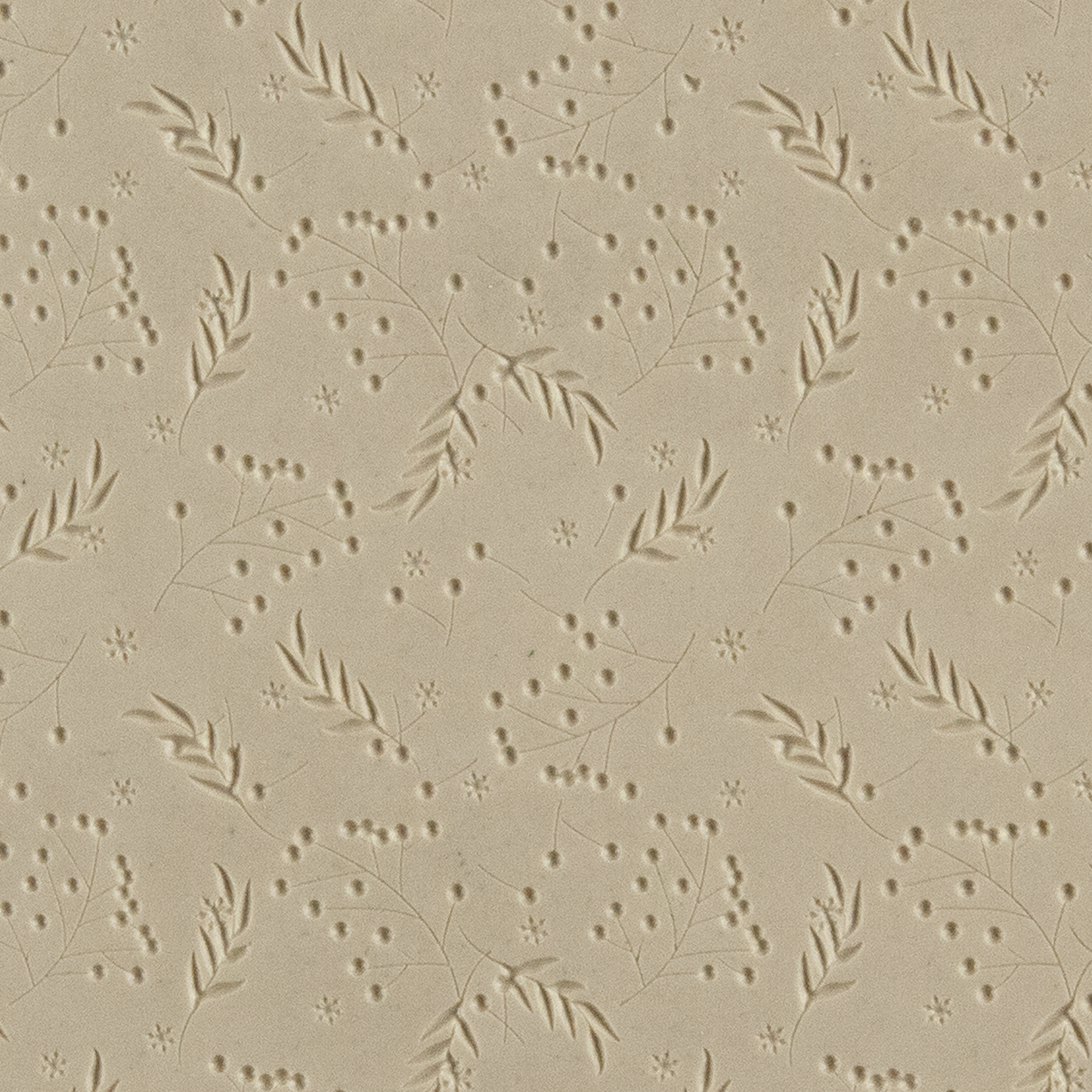 Texture Tile - Berry Branches Embossed. Beige Texture Tiles are flexible, washable and can be used with any soft clay. Spritz with CoolSlip or dust on Dry Powder Release for stick-free impressions when using metal clay and polymer clay.