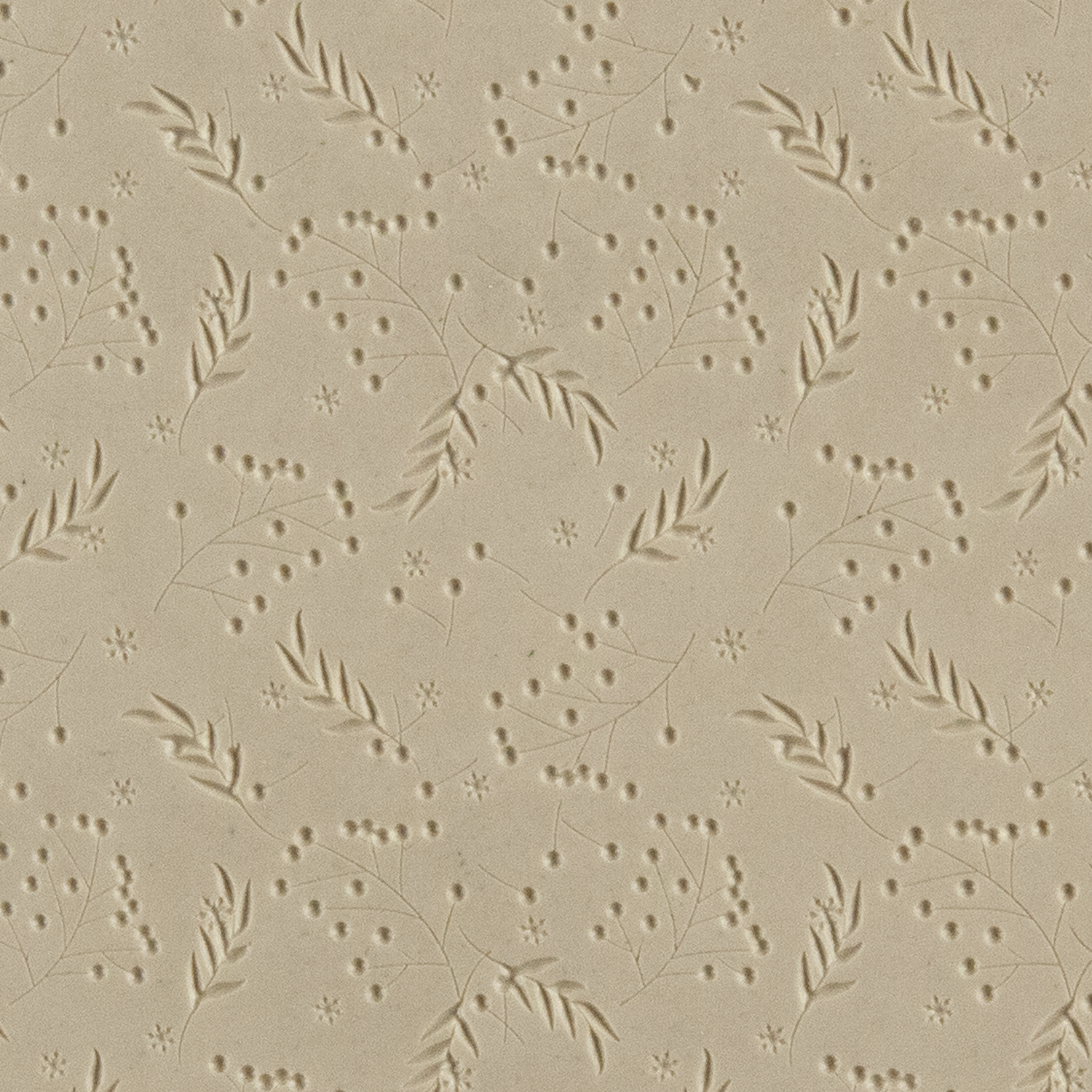 Texture Tile - Berry Branches Embossed. Beige Texture Tiles are flexible, washable and can be used with any soft clay. Spritz with CoolSlip or dust on Dry Powder Release for stick-free impressions when using metal clay and polymer clay.
