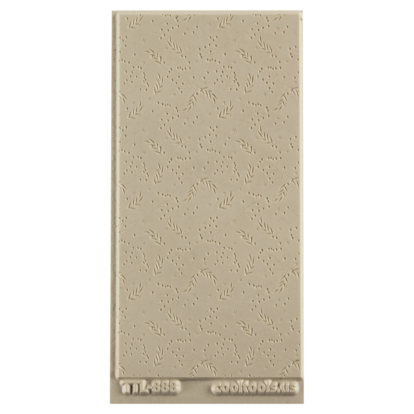 Texture Tile - Berry Branches Embossed. Beige Texture Tiles are flexible, washable and can be used with any soft clay. Spritz with CoolSlip or dust on Dry Powder Release for stick-free impressions when using metal clay and polymer clay.