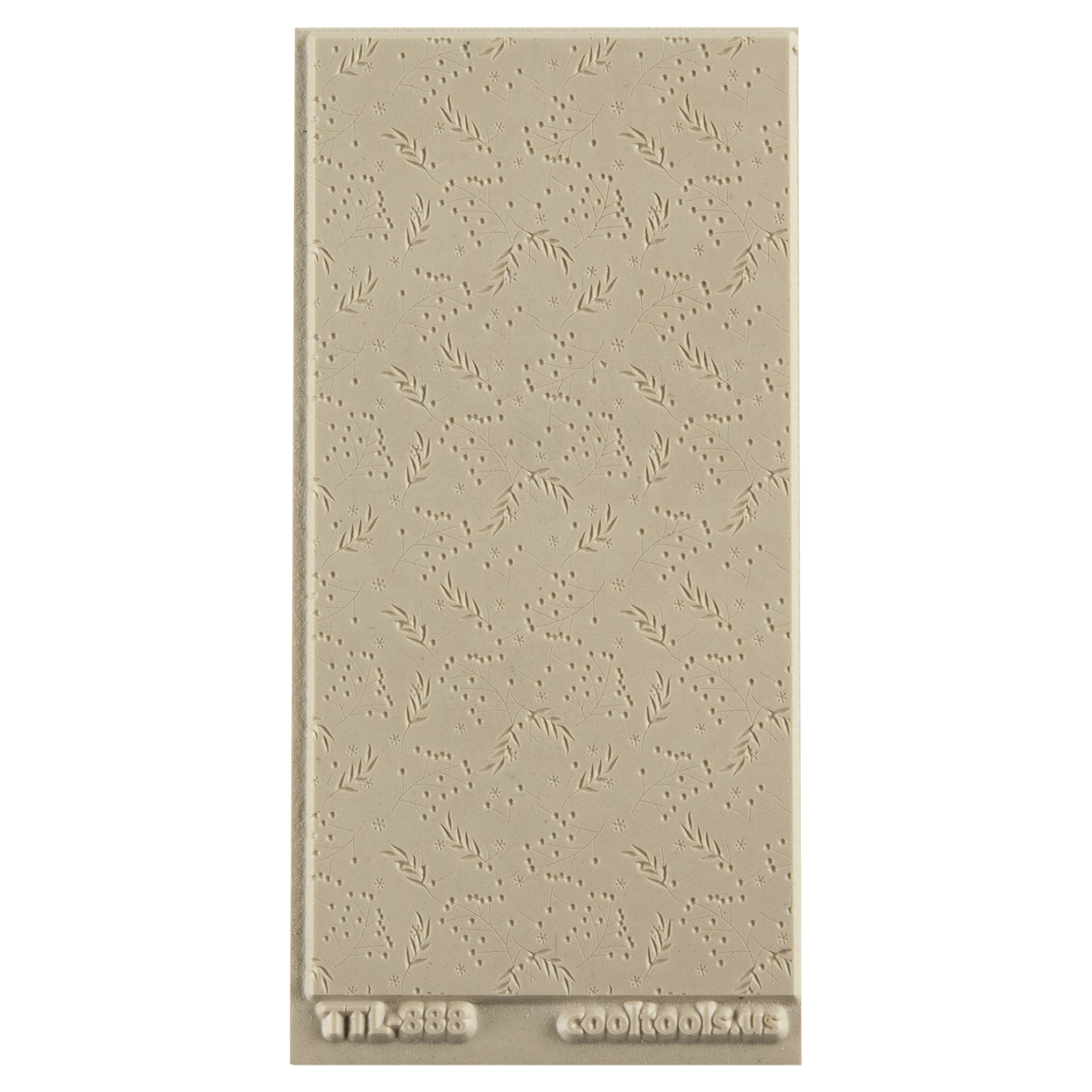 Texture Tile - Berry Branches Embossed. Beige Texture Tiles are flexible, washable and can be used with any soft clay. Spritz with CoolSlip or dust on Dry Powder Release for stick-free impressions when using metal clay and polymer clay.