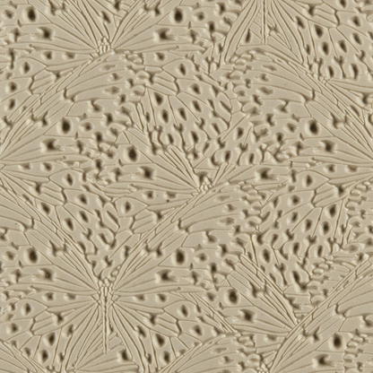 Texture Tile - Butterfly Wings Embossed. Beige Texture Tiles are flexible, washable and can be used with any soft clay. Spritz with CoolSlip or dust on Dry Powder Release for stick-free impressions when using metal clay and polymer clay.