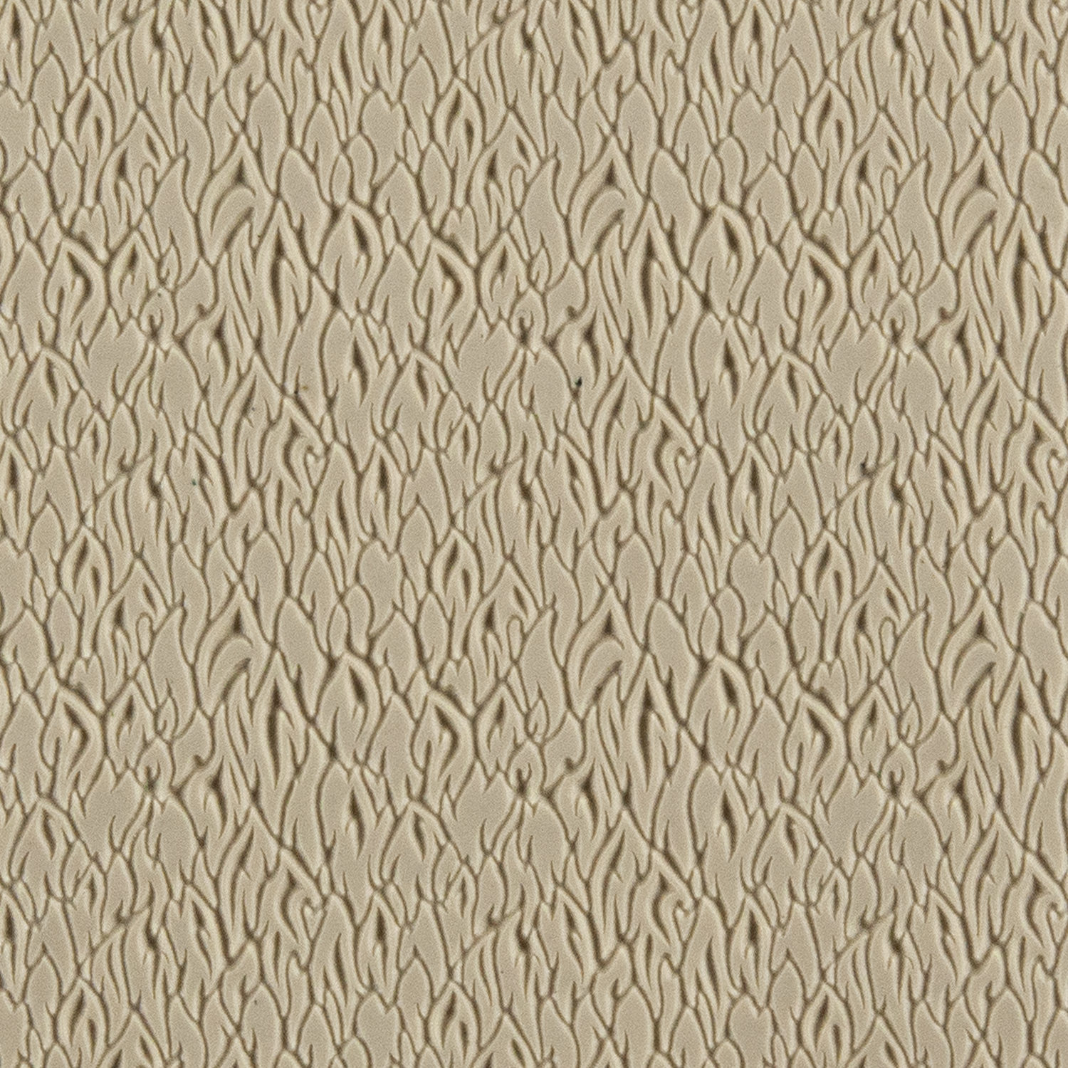 Texture Tile - Flames Embossed. Beige Texture Tiles are flexible, washable and can be used with any soft clay. Spritz with CoolSlip or dust on Dry Powder Release for stick-free impressions when using metal clay and polymer clay.