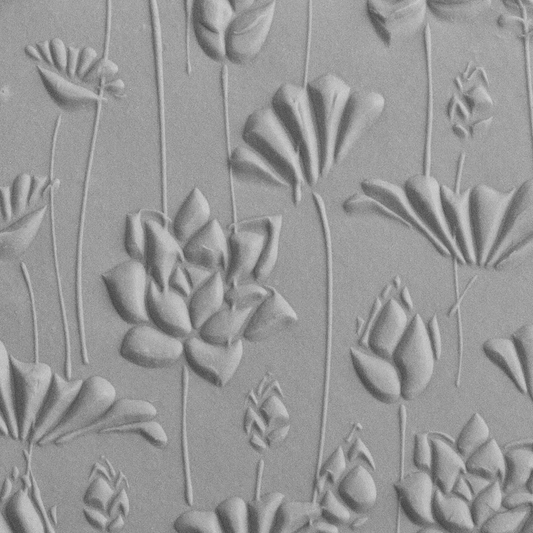 Texture Tile - Flowing Flowers Embossed sample rolled into clay
