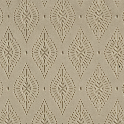 Texture Tile - Boho Glows Embossed. Beige Texture Tiles are flexible, washable and can be used with any soft clay. Spritz with CoolSlip or dust on Dry Powder Release for stick-free impressions when using metal clay and polymer clay.