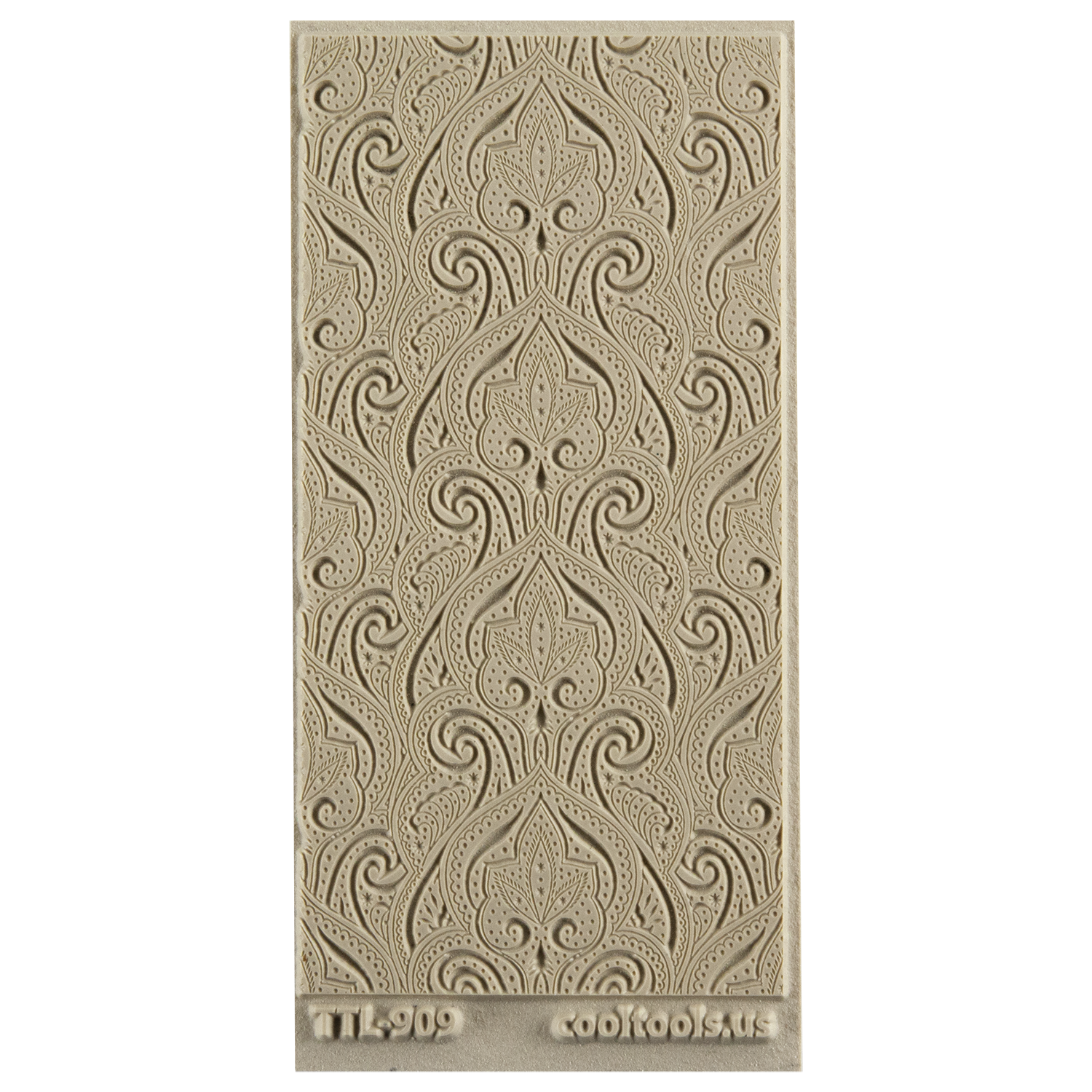 Texture Tile - Henna Symmetry Embossed. Beige Texture Tiles are flexible, washable and can be used with any soft clay. Spritz with CoolSlip or dust on Dry Powder Release for stick-free impressions when using metal clay and polymer clay.