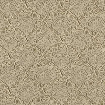 Texture Tile - Medallion Motif Embossed. Beige Texture Tiles are flexible, washable and can be used with any soft clay. Spritz with CoolSlip or dust on Dry Powder Release for stick-free impressions when using metal clay and polymer clay.