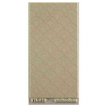 Texture Tile - Medallion Motif Embossed. Beige Texture Tiles are flexible, washable and can be used with any soft clay. Spritz with CoolSlip or dust on Dry Powder Release for stick-free impressions when using metal clay and polymer clay.