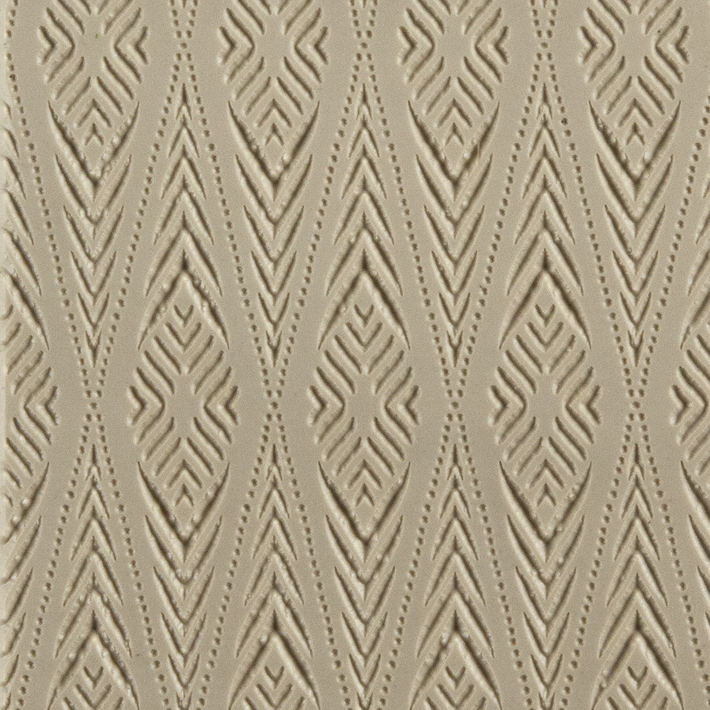 Texture Tile - Bohemian Rug Embossed. Beige Texture Tiles are flexible, washable and can be used with any soft clay. Spritz with CoolSlip or dust on Dry Powder Release for stick-free impressions when using metal clay and polymer clay.