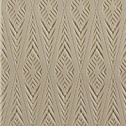 Texture Tile - Bohemian Rug Embossed. Beige Texture Tiles are flexible, washable and can be used with any soft clay. Spritz with CoolSlip or dust on Dry Powder Release for stick-free impressions when using metal clay and polymer clay.
