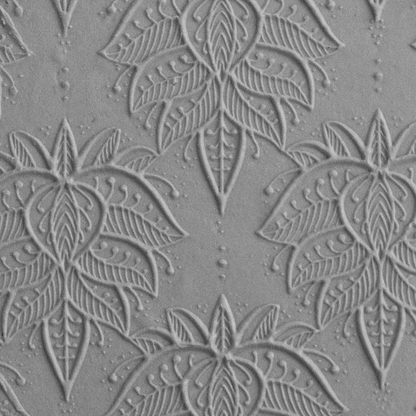 Texture Tile - Henna Blooms Embossed sample rolled into clay
