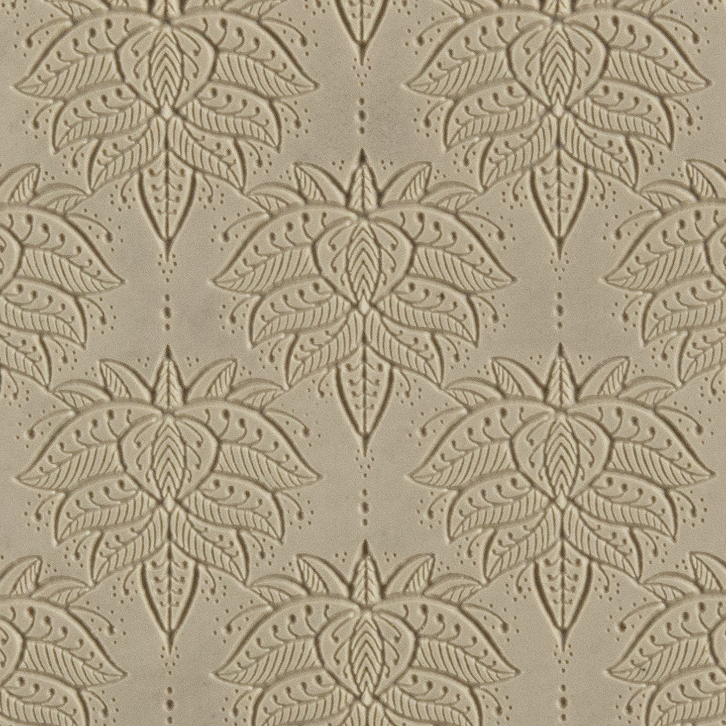 Texture Tile - Henna Blooms Embossed. Beige Texture Tiles are flexible, washable and can be used with any soft clay. Spritz with CoolSlip or dust on Dry Powder Release for stick-free impressions when using metal clay and polymer clay.
