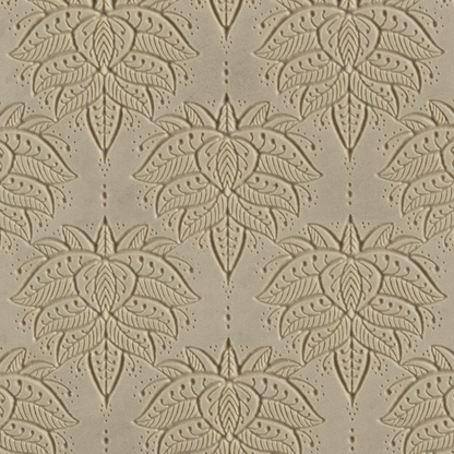 Texture Tile - Henna Blooms Embossed. Beige Texture Tiles are flexible, washable and can be used with any soft clay. Spritz with CoolSlip or dust on Dry Powder Release for stick-free impressions when using metal clay and polymer clay.