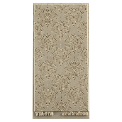 Texture Tile - Henna Blooms Embossed. Beige Texture Tiles are flexible, washable and can be used with any soft clay. Spritz with CoolSlip or dust on Dry Powder Release for stick-free impressions when using metal clay and polymer clay.