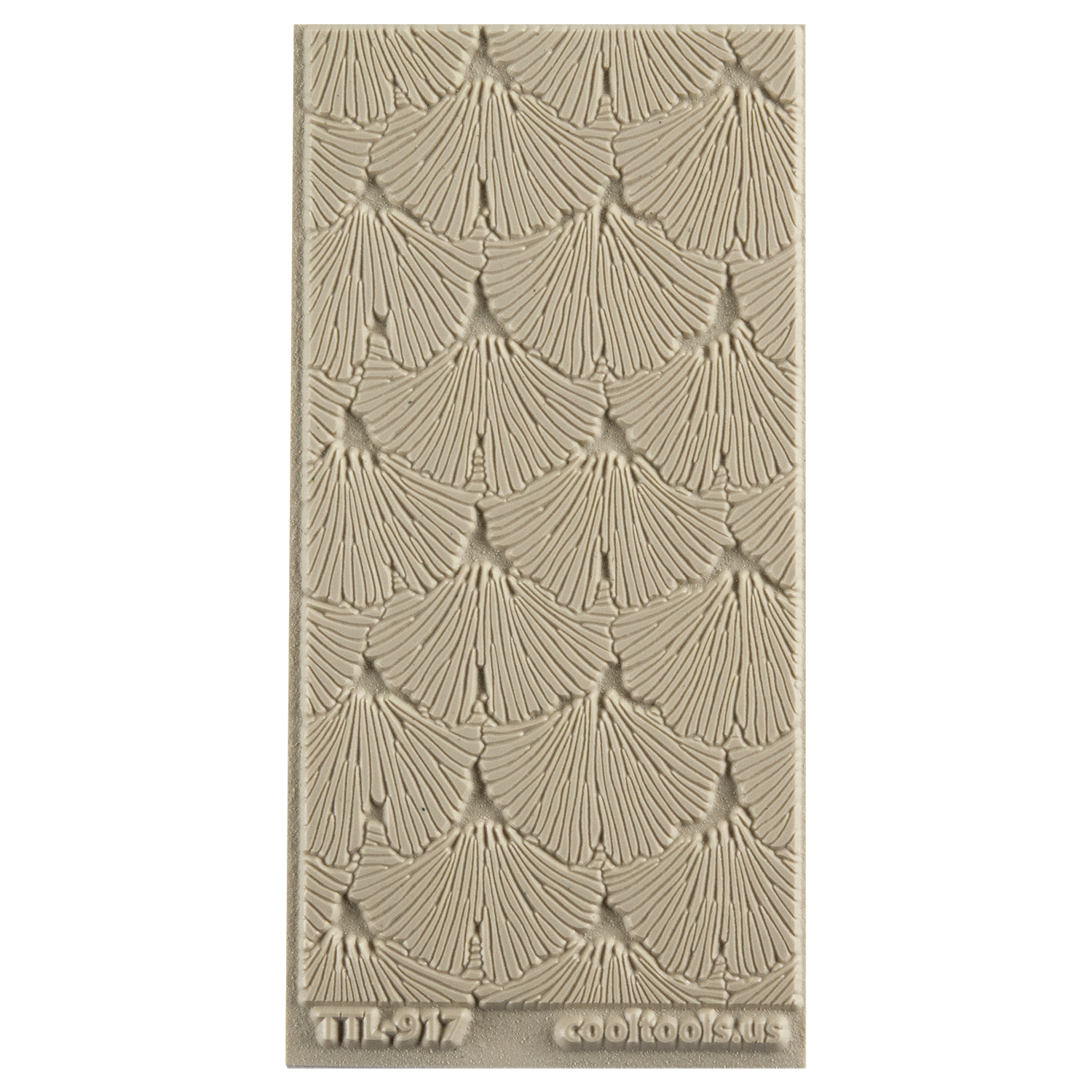 Texture Tile - Gingko Strokes Embossed. Beige Texture Tiles are flexible, washable and can be used with any soft clay. Spritz with CoolSlip or dust on Dry Powder Release for stick-free impressions when using metal clay and polymer clay.