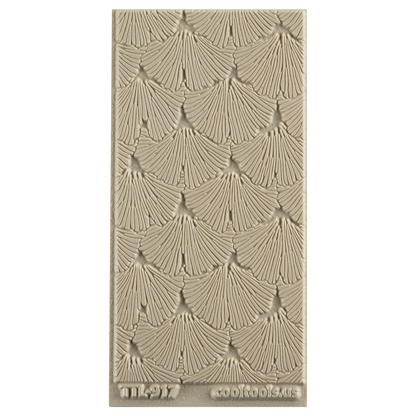 Texture Tile - Gingko Strokes Embossed. Beige Texture Tiles are flexible, washable and can be used with any soft clay. Spritz with CoolSlip or dust on Dry Powder Release for stick-free impressions when using metal clay and polymer clay.