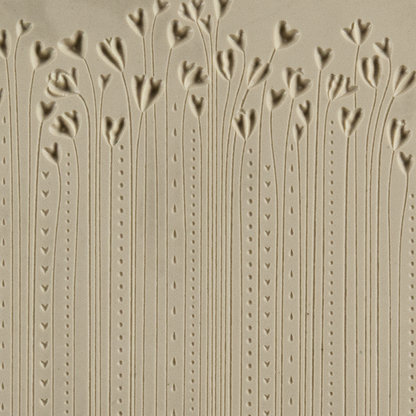 Texture Tile - Hearts in Bloom Embossed. Beige Texture Tiles are flexible, washable and can be used with any soft clay. Spritz with CoolSlip or dust on Dry Powder Release for stick-free impressions when using metal clay and polymer clay.