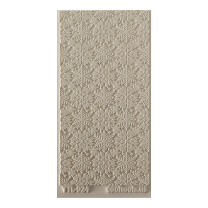 Texture Tile - Snowflakes. Beige Texture Tiles are flexible, washable and can be used with any soft clay. Spritz with CoolSlip or dust on Dry Powder Release for stick-free impressions when using metal clay and polymer clay.