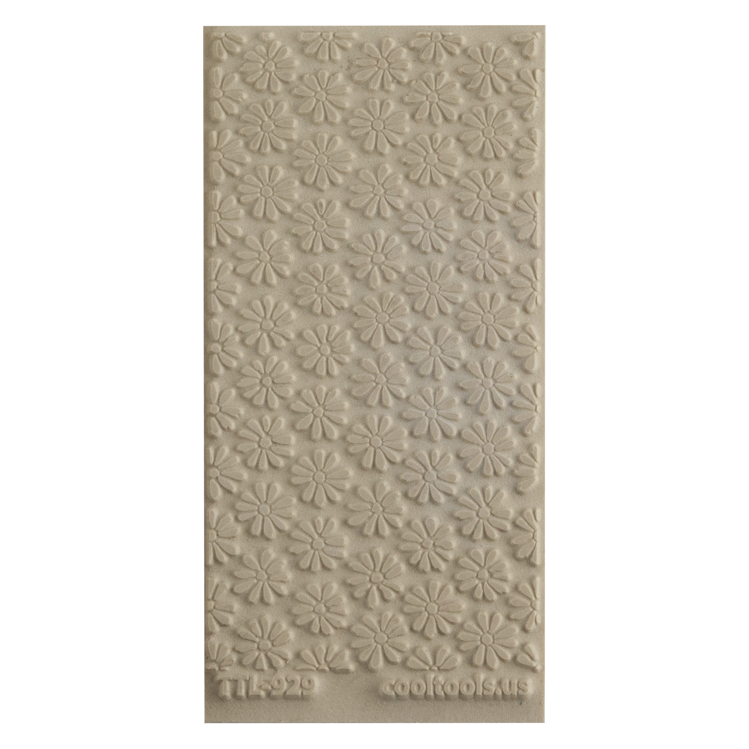 Texture Tile - Upsy Daisy. Beige Texture Tiles are flexible, washable and can be used with any soft clay. Spritz with CoolSlip or dust on Dry Powder Release for stick-free impressions when using metal clay and polymer clay.
