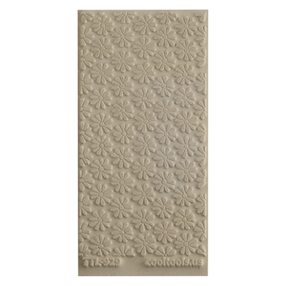 Texture Tile - Upsy Daisy. Beige Texture Tiles are flexible, washable and can be used with any soft clay. Spritz with CoolSlip or dust on Dry Powder Release for stick-free impressions when using metal clay and polymer clay.