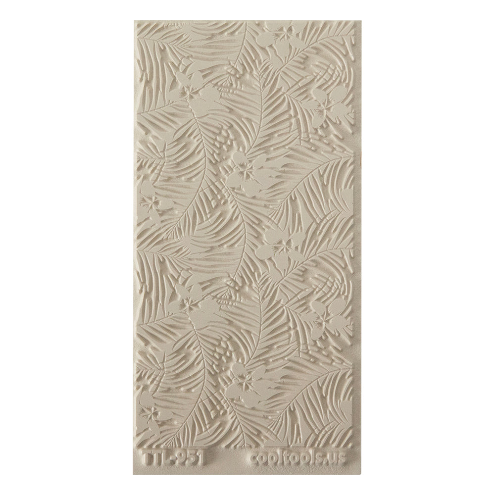 Texture Tile - Christmas in Hawaii. Beige Texture Tiles are flexible, washable and can be used with any soft clay. Spritz with CoolSlip or dust on Dry Powder Release for stick-free impressions when using metal clay and polymer clay.