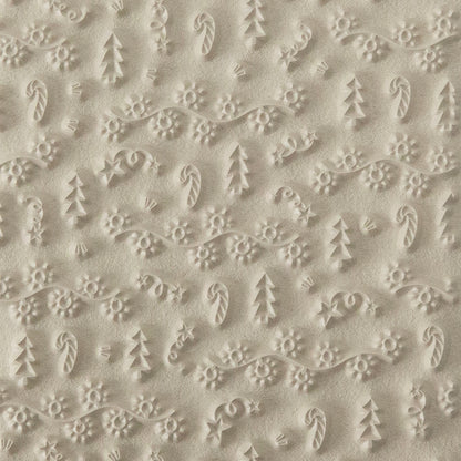 Texture Tile - Merry & Bright. Beige Texture Tiles are flexible, washable and can be used with any soft clay. Spritz with CoolSlip or dust on Dry Powder Release for stick-free impressions when using metal clay and polymer clay.