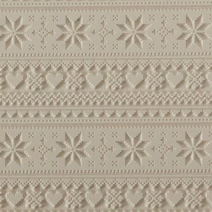 Texture Tile - Christmas Sweater. Beige Texture Tiles are flexible, washable and can be used with any soft clay. Spritz with CoolSlip or dust on Dry Powder Release for stick-free impressions when using metal clay and polymer clay.