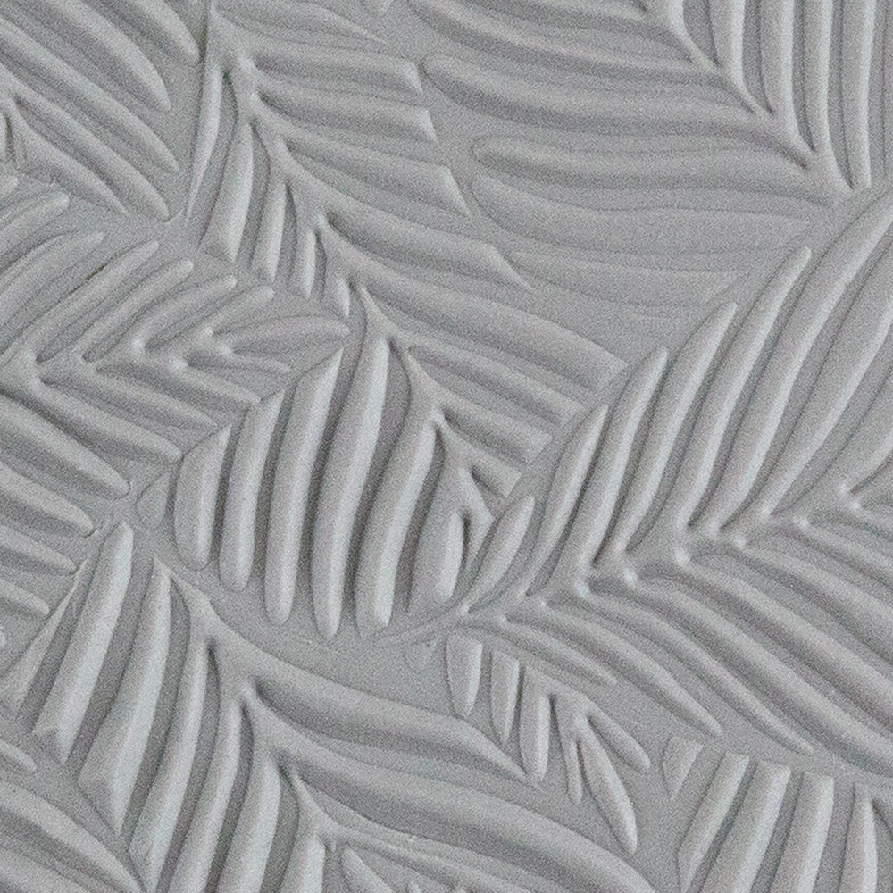 Texture Tile - Palm Leaves Embossed sample rolled into clay