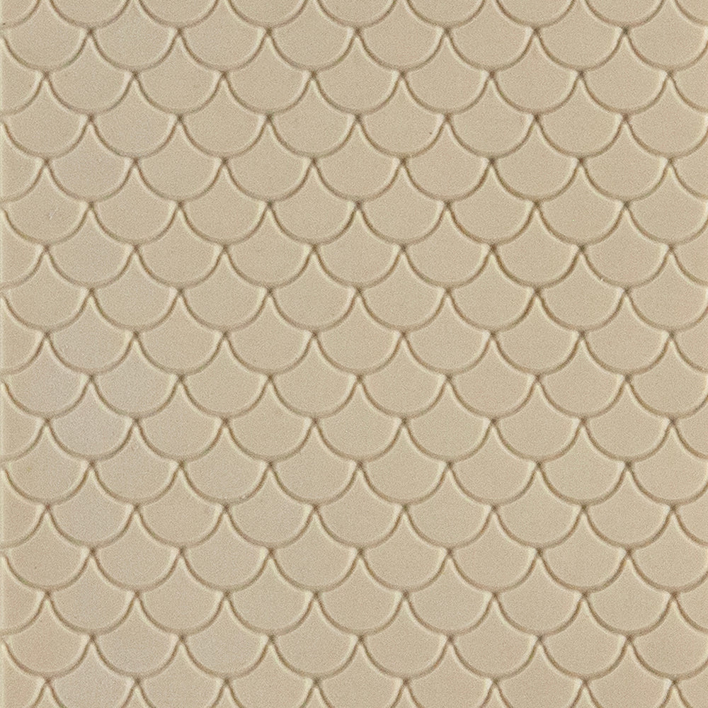 Texture Tile - Scales Embossed. Texture Tiles are flexible, washable and can be used with any soft clay. Spritz with CoolSlip or dust on Dry Powder Release for stick-free impressions when using metal clay and polymer clay.