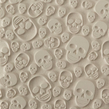 Texture Tile - Skulls. Beige Texture Tiles are flexible, washable and can be used with any soft clay. Spritz with CoolSlip or dust on Dry Powder Release for stick-free impressions when using metal clay and polymer clay.