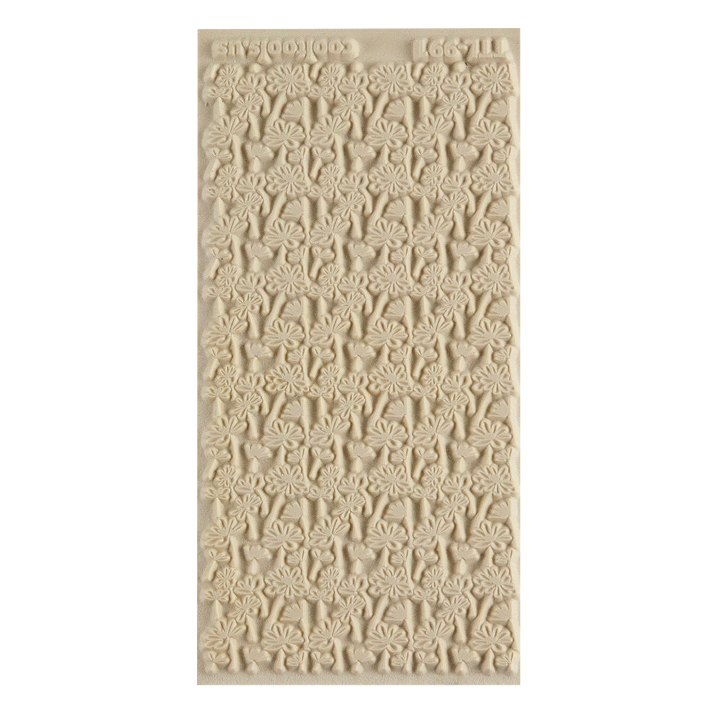 Texture Tile - Fresh as a Daisy. Texture Tiles are flexible, washable and can be used with any soft clay. Spritz with CoolSlip or dust on Dry Powder Release for stick-free impressions when using metal clay and polymer clay.