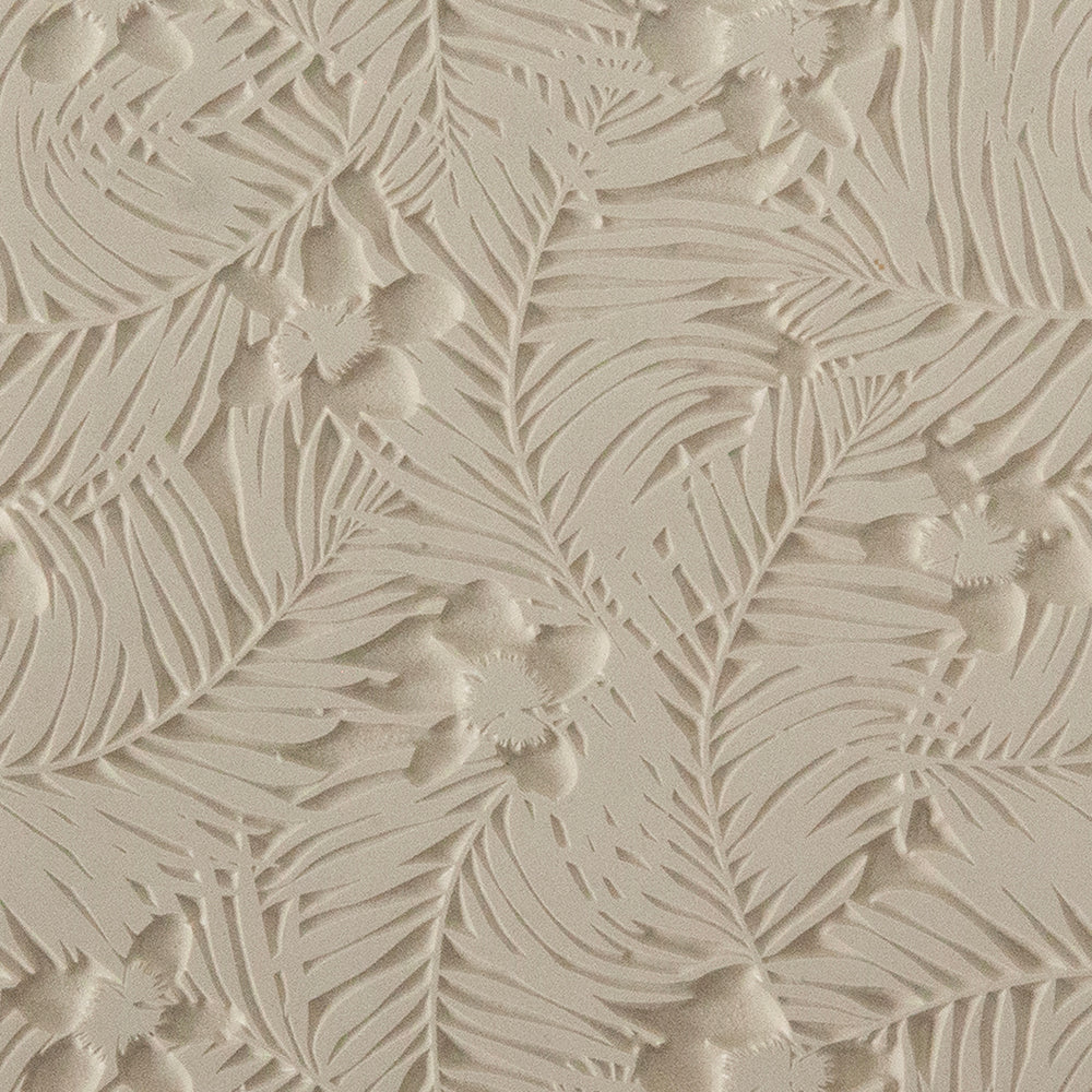 Texture Tile - Christmas in Hawaii Embossed. Beige Texture Tiles are flexible, washable and can be used with any soft clay. Spritz with CoolSlip or dust on Dry Powder Release for stick-free impressions when using metal clay and polymer clay.