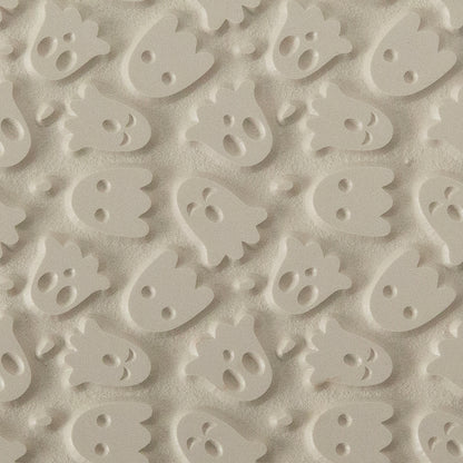 Texture Tile - Ghoulfriends. Beige Texture Tiles are flexible, washable and can be used with any soft clay. Spritz with CoolSlip or dust on Dry Powder Release for stick-free impressions when using metal clay and polymer clay.