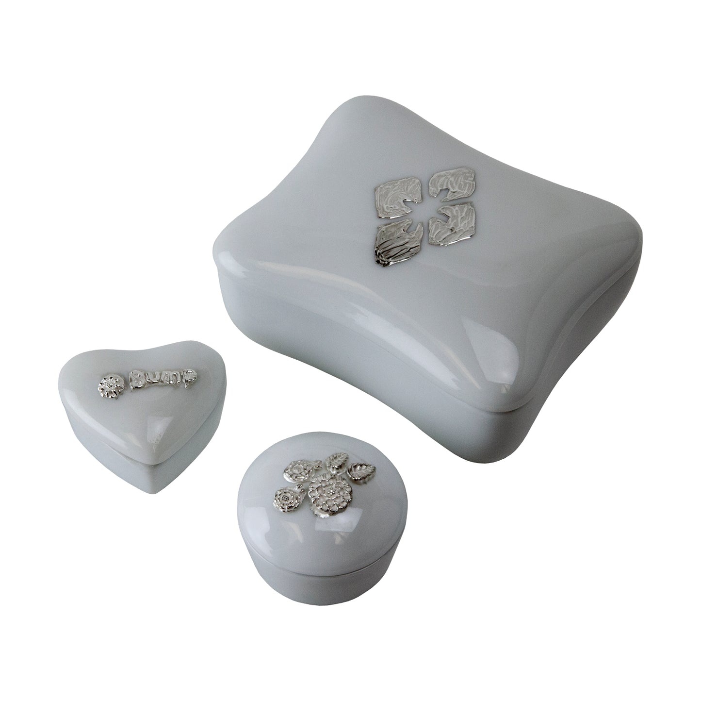 Porcelain Trinket Boxes with silver