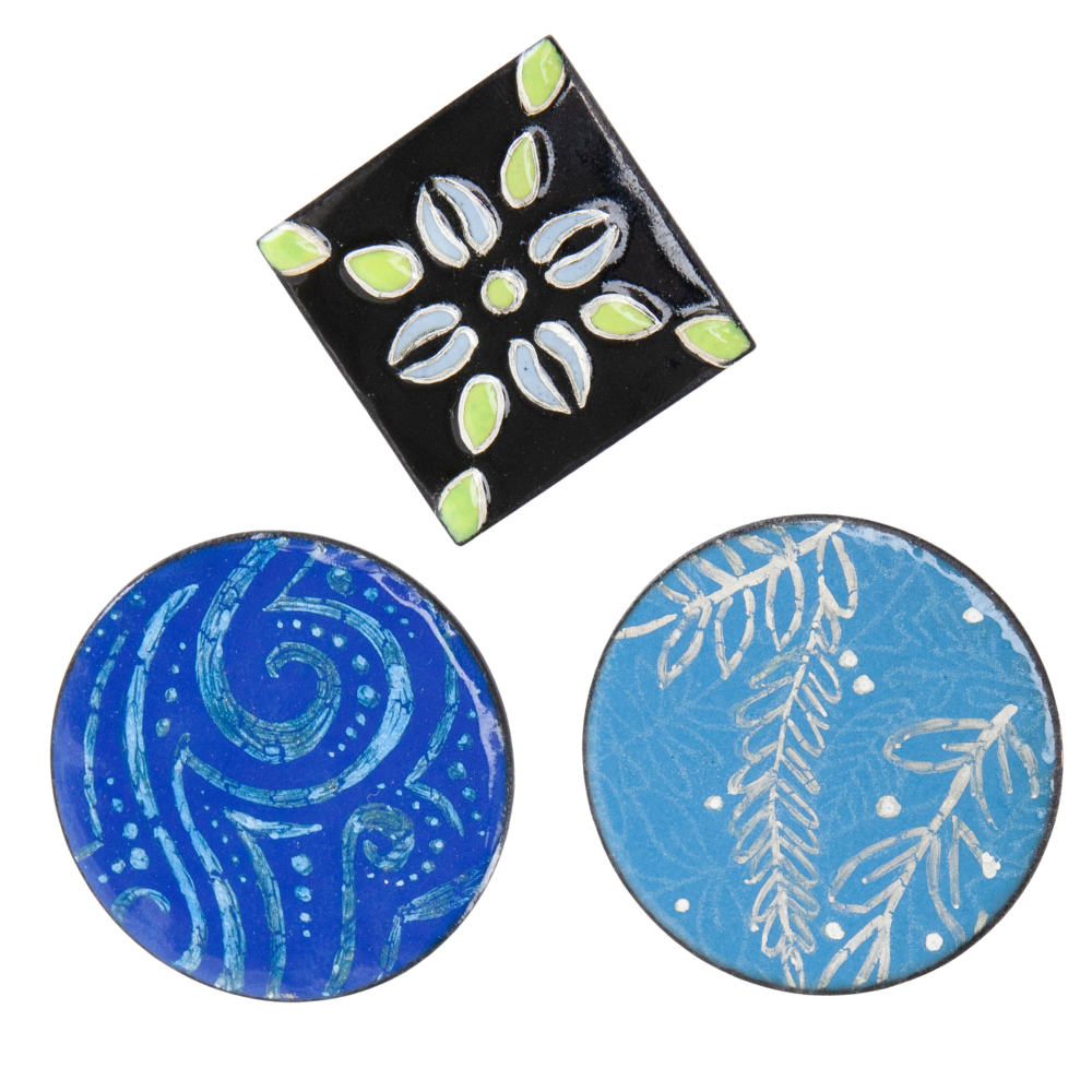 3 fine silver for enamel samples