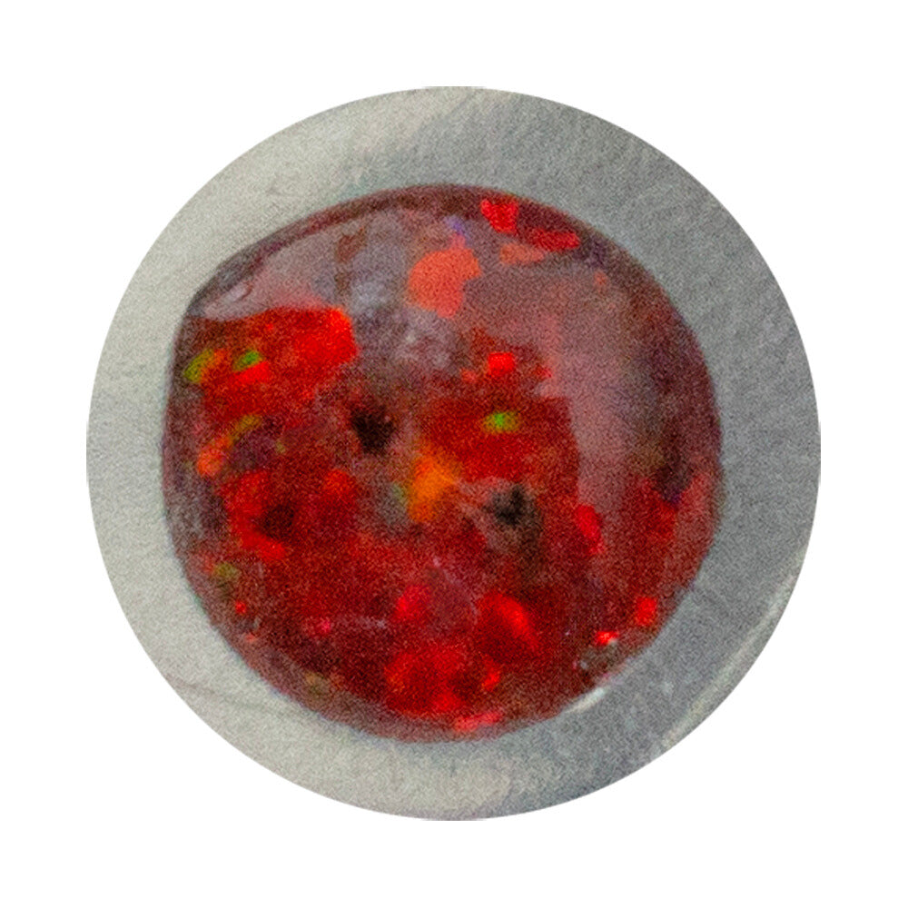 fire red crushed opal inlayed in metal