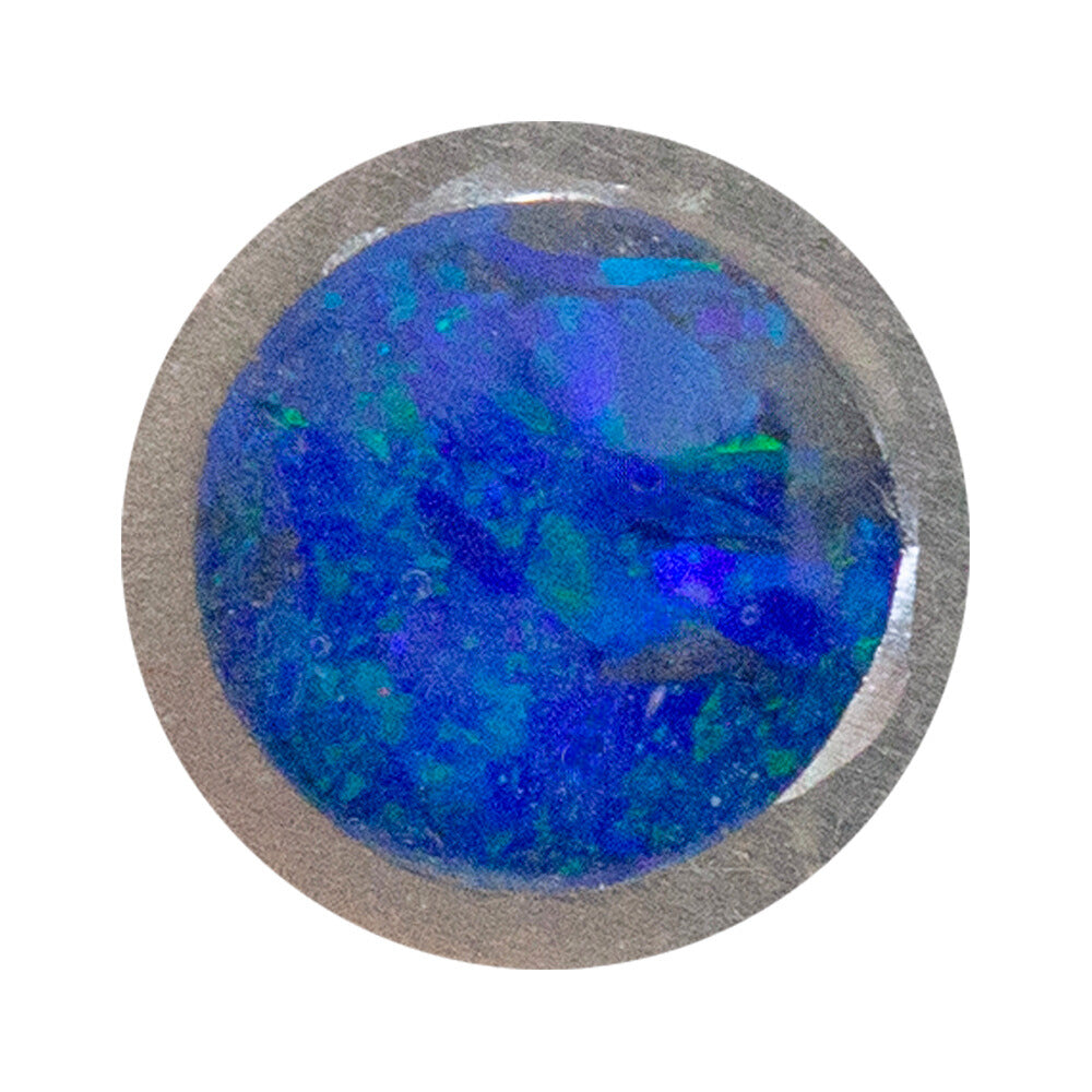 crushed blue opal inlayed into silver