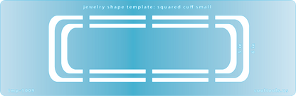blue plastic Jewelry Shape Template - Squared Cuff Small