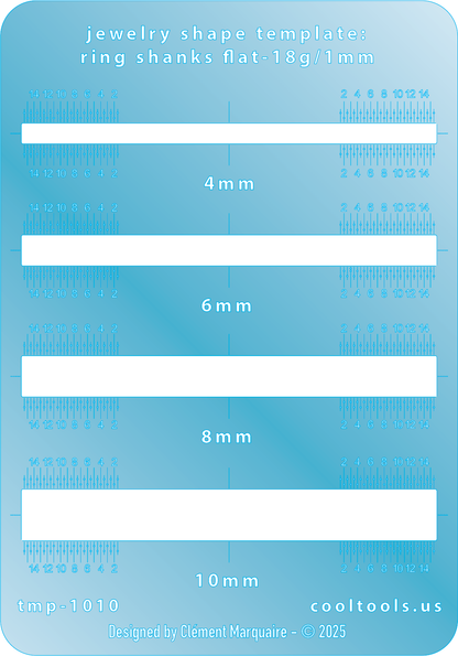 blue plastic Ring Shank Template - Flat - 18g / 1mm