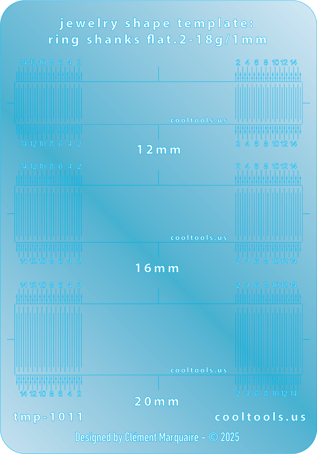 blue plastic Ring Shank Template - Flat 2 - 18g / 1mm