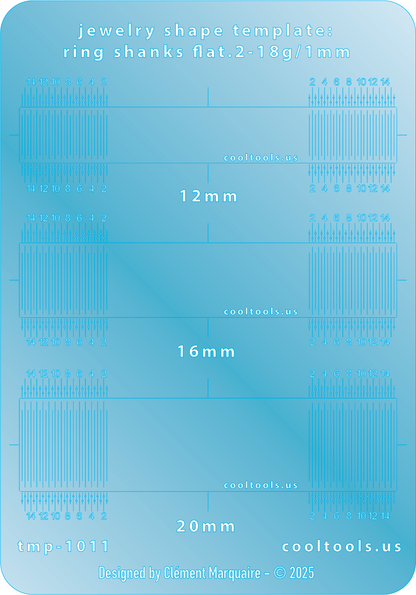 blue plastic Ring Shank Template - Flat 2 - 18g / 1mm