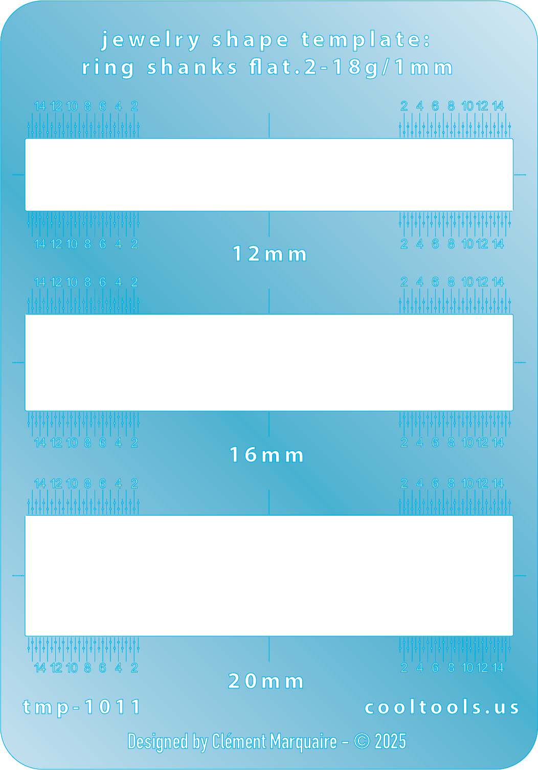 blue plastic Ring Shank Template - Flat 2 - 18g / 1mm