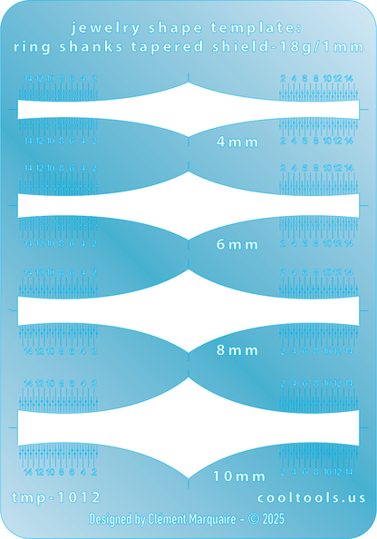blue plastic Ring Shank Template - Tapered Shield - 18g / 1mm