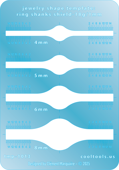 blue plastic Ring Shank Template - Shield - 18g / 1mm