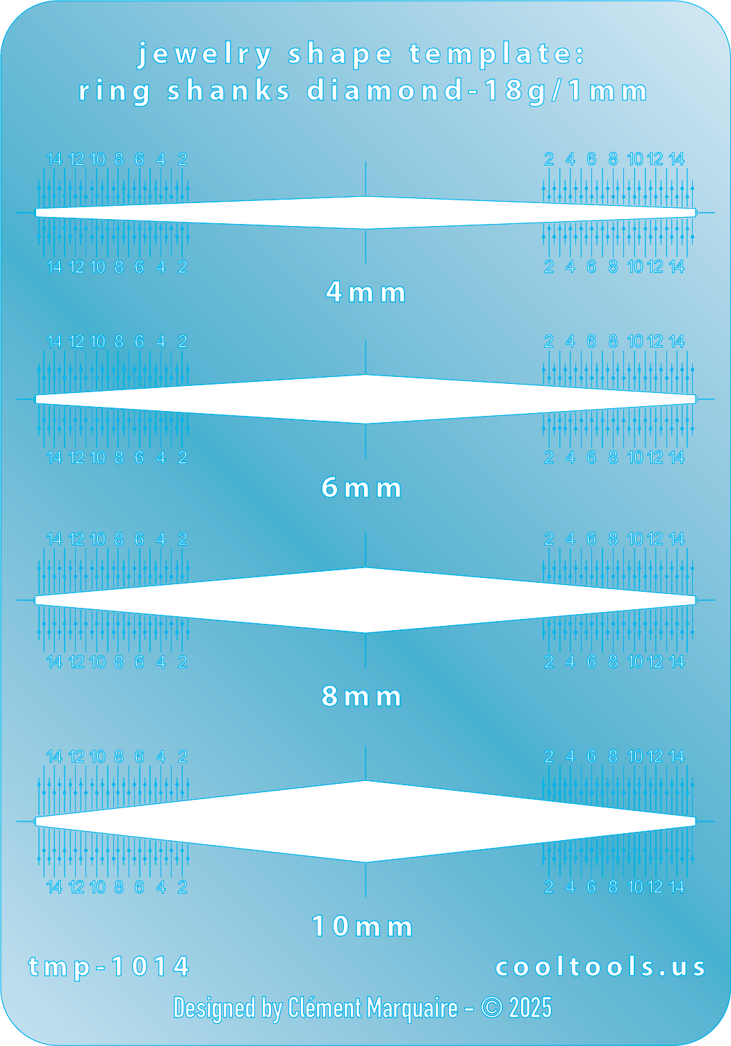 blue plastic Ring Shank Template - Diamond - 18g / 1mm