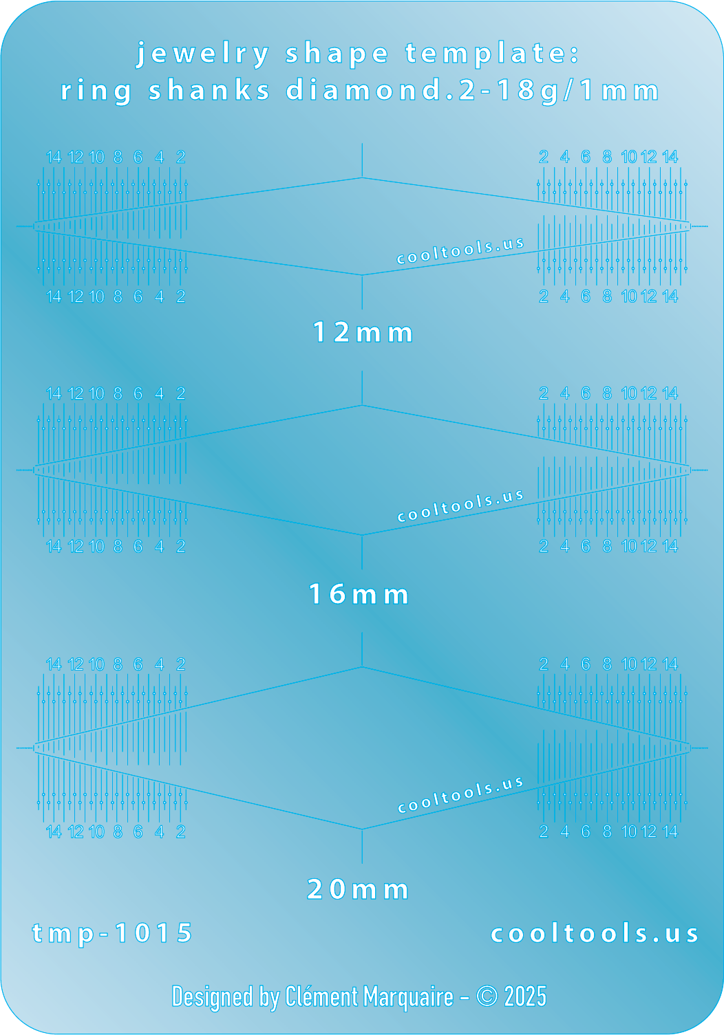 blue plastic Ring Shank Template - Diamond 2 - 18g / 1mm