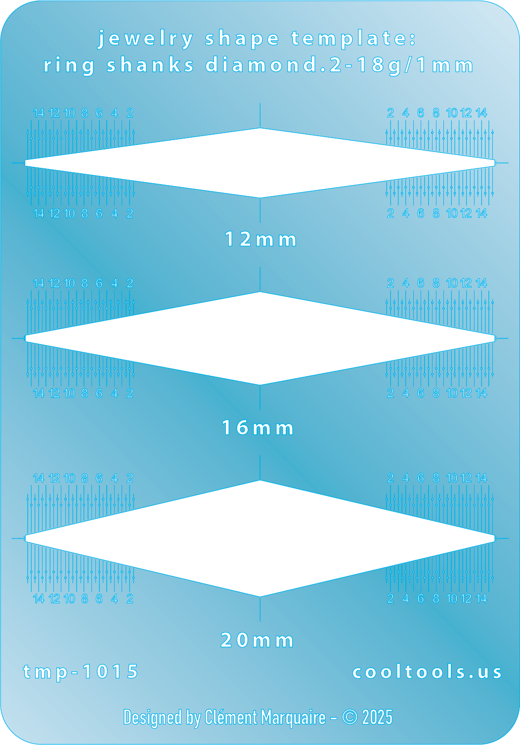 blue plastic Ring Shank Template - Diamond 2 - 18g / 1mm