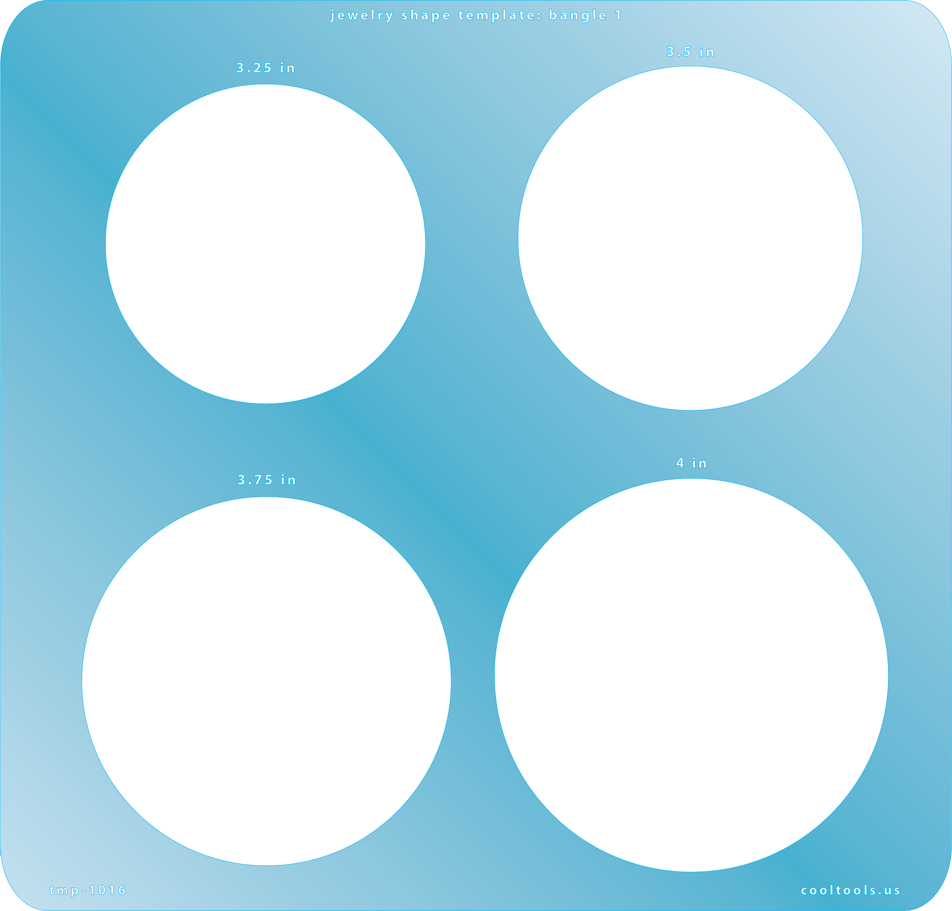 Jewelry shape template with four circular cutouts on a blue background