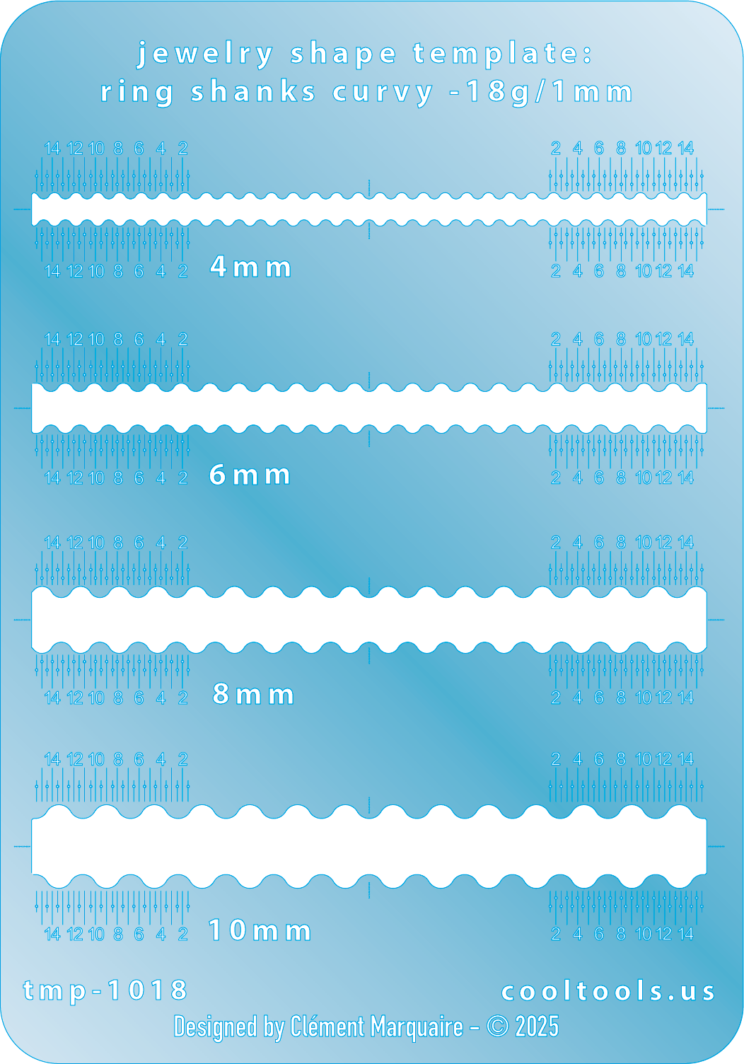 blue plastic Ring Shank Template - Curvy