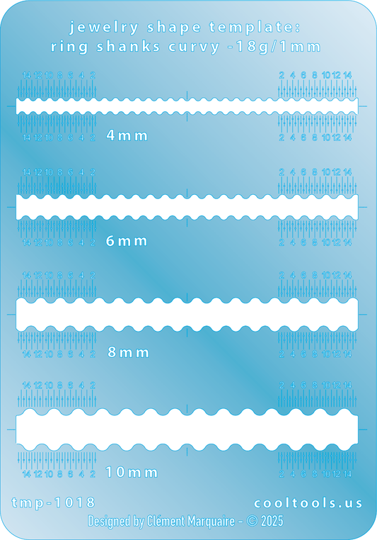 blue plastic Ring Shank Template - Curvy
